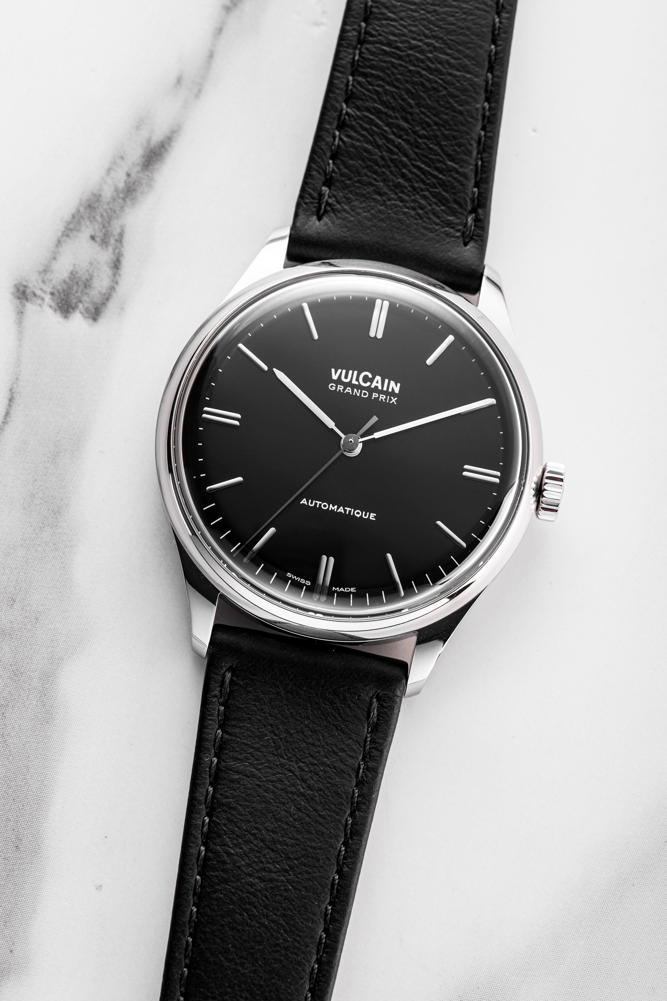 Vulcain Grand Prix Black Calf Leather Watch 670171A00.BAC201 Image 4