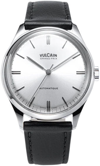 Vulcain Grand Prix Silver Black Calf Leather Watch 670171A50.BAC201 Image 1