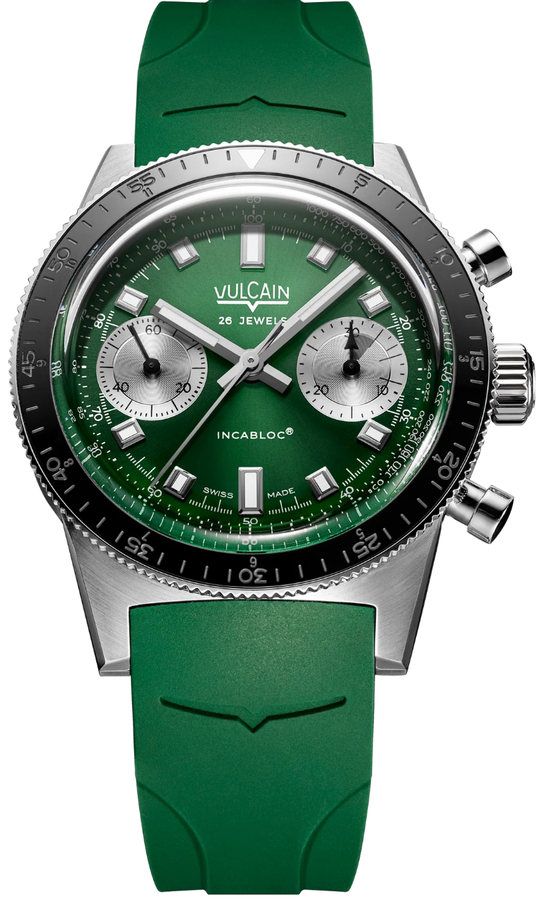 Vulcain Skindiver Chronograph Green Rubber Limited Edition Watch VLC-102 Image 1