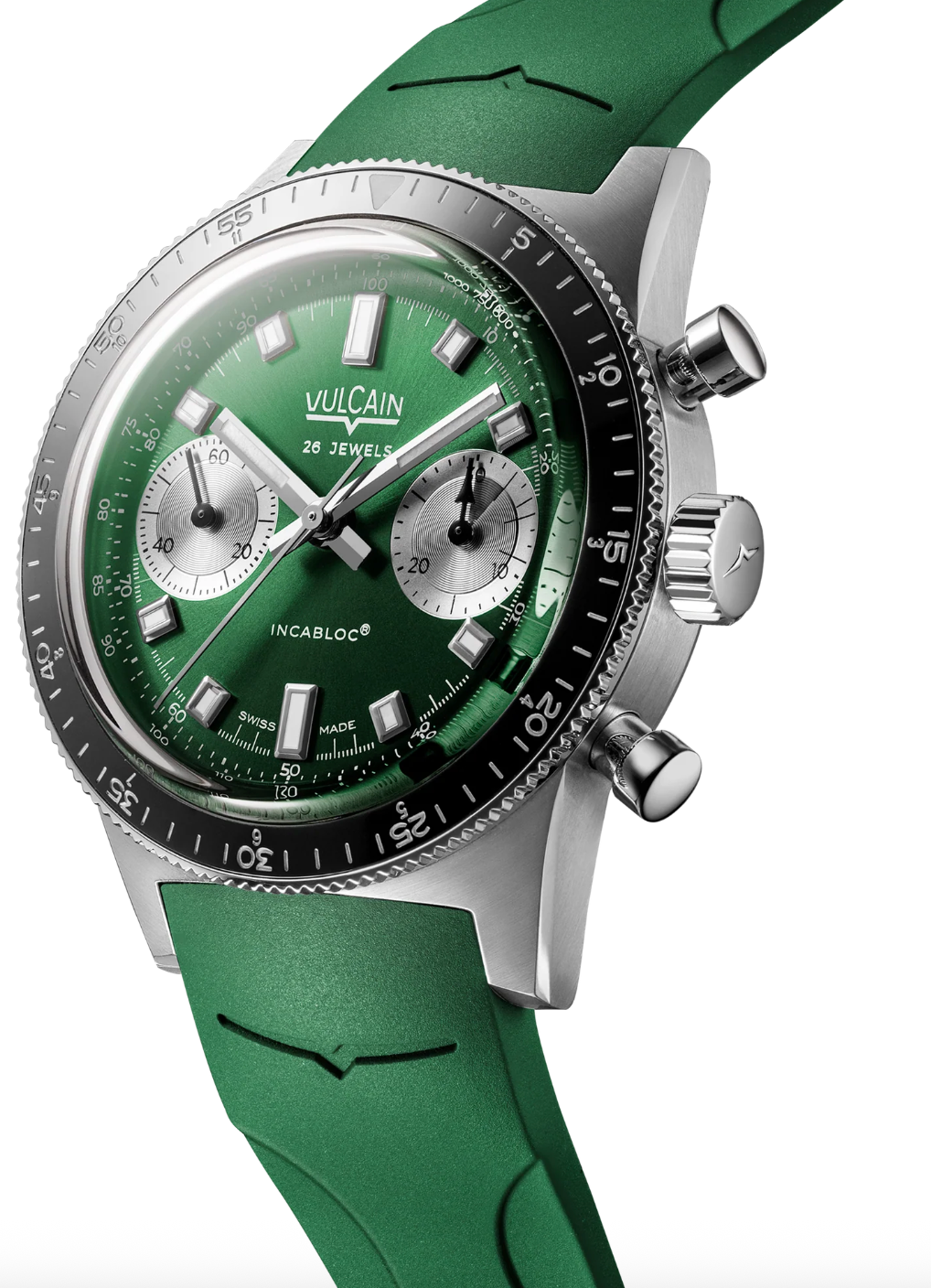 Vulcain Skindiver Chronograph Green Rubber Limited Edition Watch VLC-102 Image 2