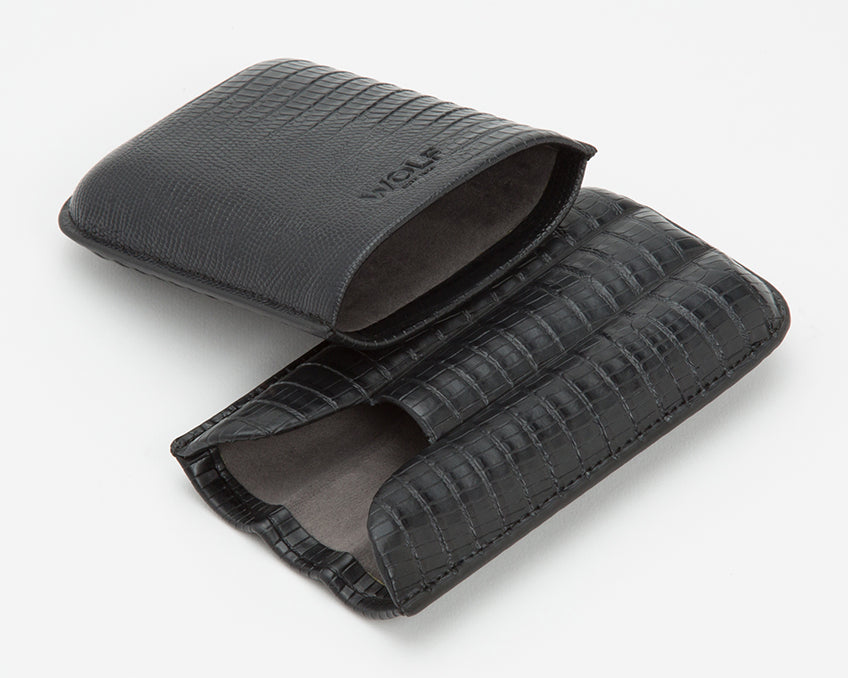Wolf Cigar Case Blake 3 Piece Black Teju Lizard 306658 Image 3