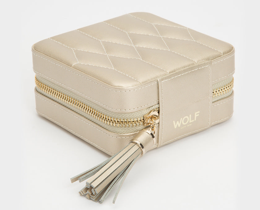 Wolf Jewellery Case Caroline Zip Travel Champagne 329946 Image 2