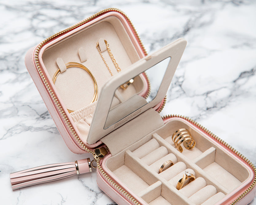 WOLF Jewellery Case Caroline Zip Travel Rose Quartz 329915 Image 3