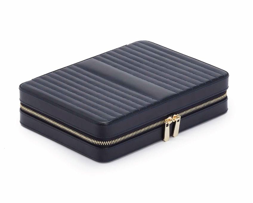 WOLF Jewellery Case Maria Zip Large Navy 766117 Image 2