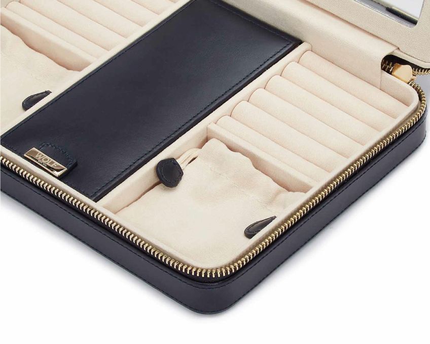 WOLF Jewellery Case Maria Zip Large Navy 766117 Image 3