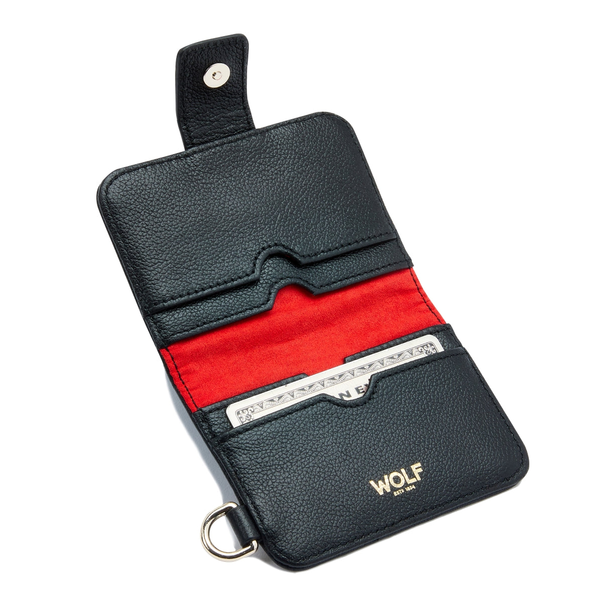 WOLF Mimi Collection Leather Black Credit Card Holder with Wristlet 768202 Image 4