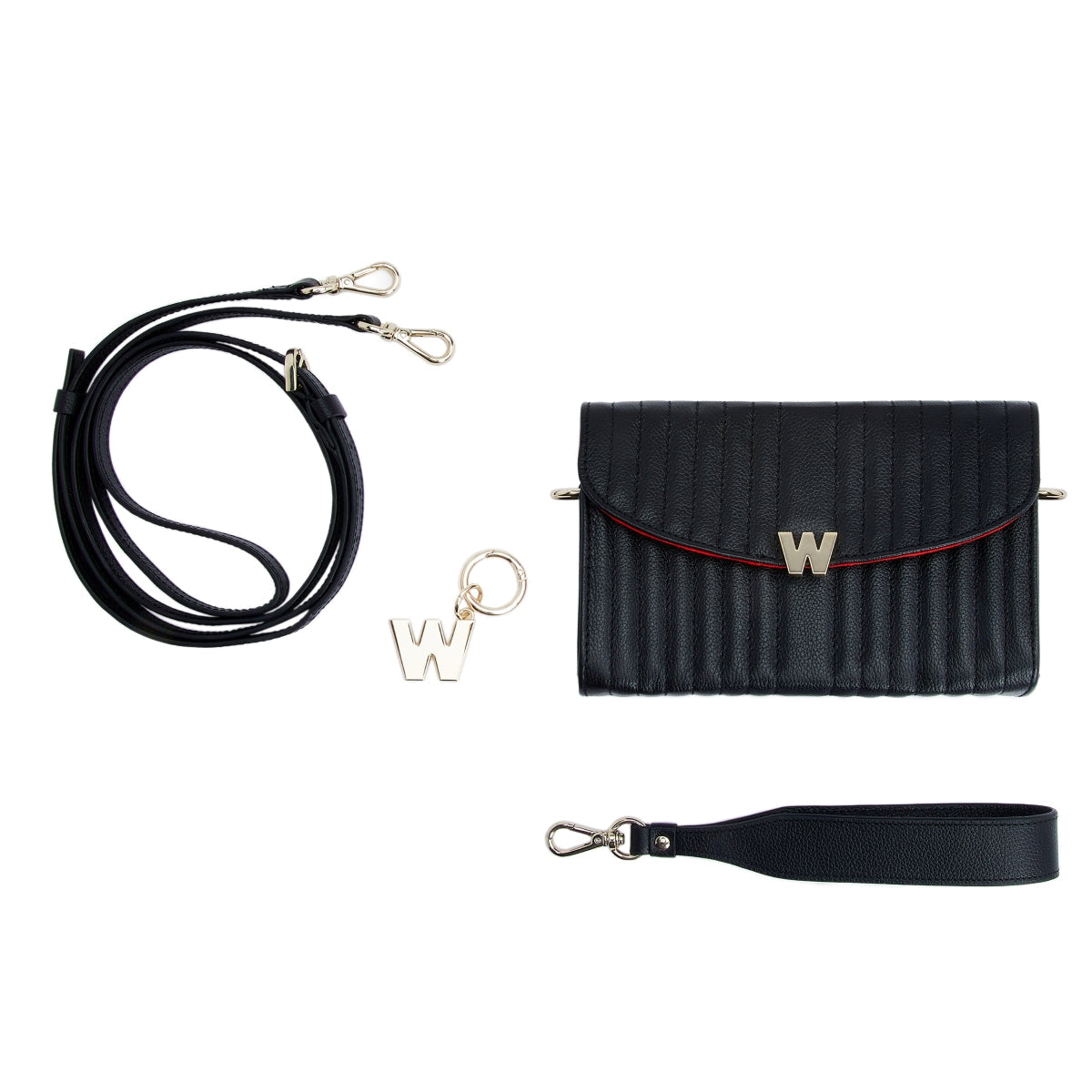 Wolf Mimi Collection Leather Black Crossbody Bag with Wristlet 768302 Image 5