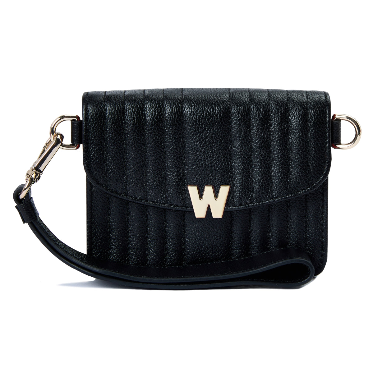 Wolf Mimi Collection Leather Black Mini Bag with Wristlet and Lanyard 768402 Image 2