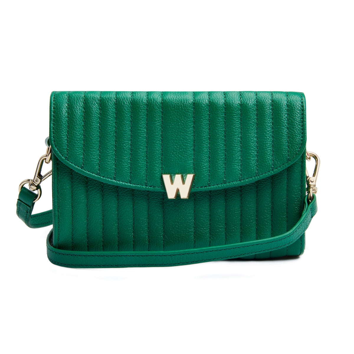 Wolf Mimi Collection Leather Green Crossbody Bag with Wristlet and Lanyard 768312 Image 1