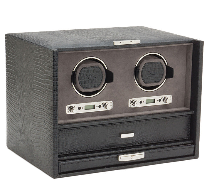 Wolf Watch Winder Blake Double Storage And Travel Case Black Lizard 460758 Image 1