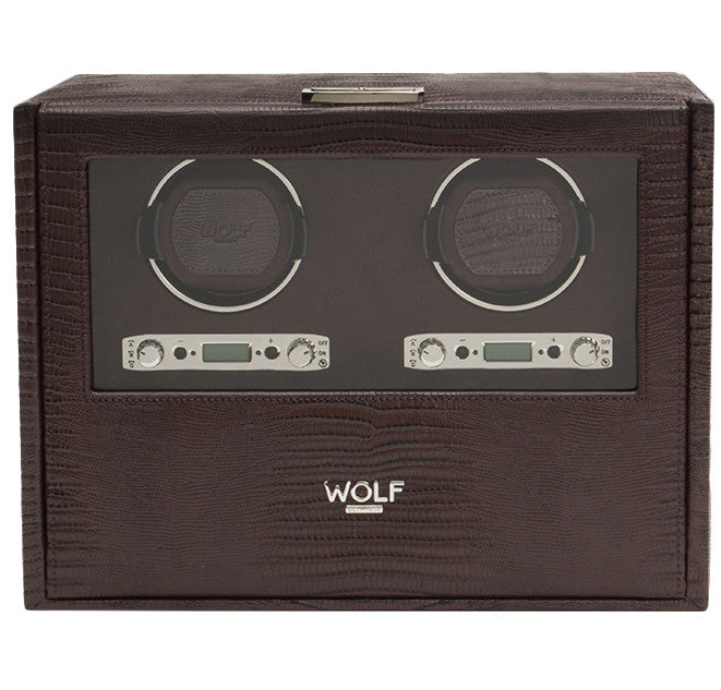 Wolf Watch Winder Blake Double Storage And Travel Case Brown Lizard 460795 Image 3