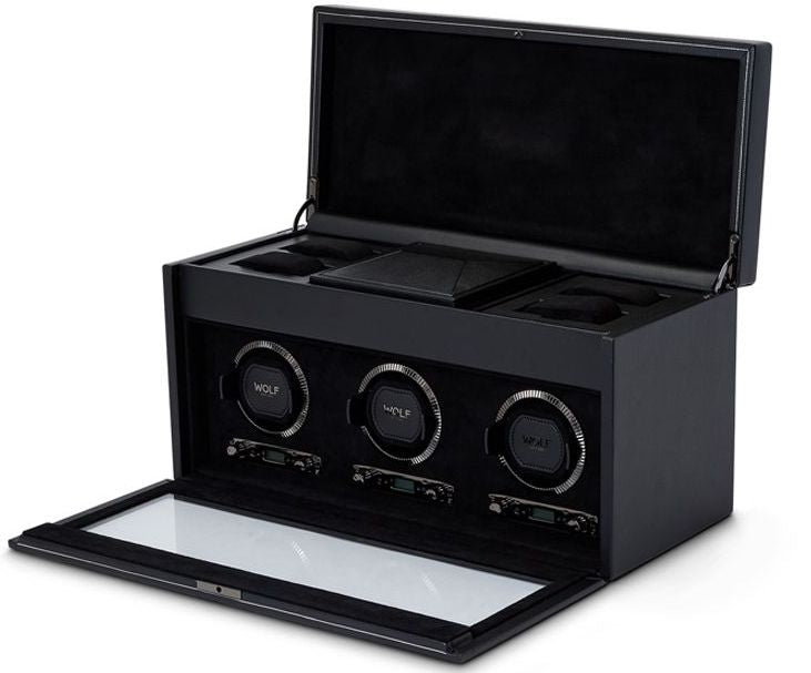 WOLF Watch Winder British Racing Black Triple Storage 792302 Image 1