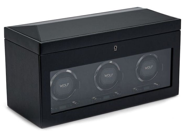 WOLF Watch Winder British Racing Black Triple Storage 792302 Image 2
