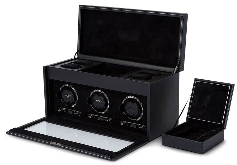 WOLF Watch Winder British Racing Black Triple Storage 792302 Image 3