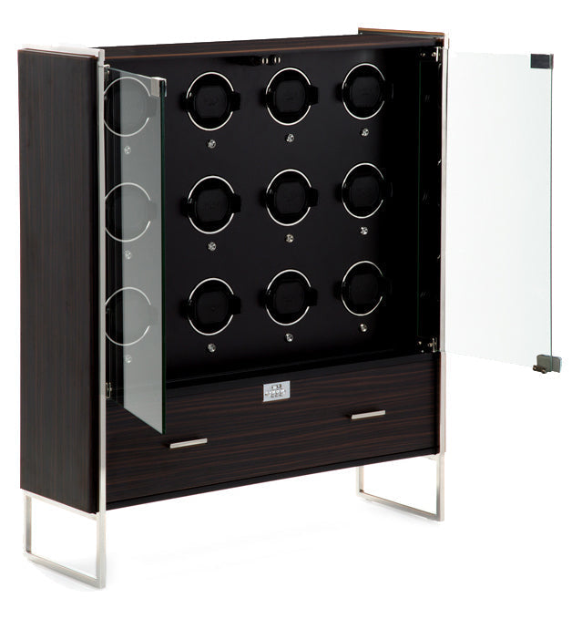 WOLF Watch Winder Regent 12 Piece Cabinet Matt Zebra Black 468040 Image 2