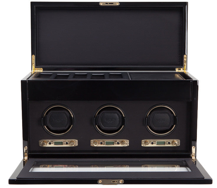WOLF Watch Winder Savoy Triple Storage And Travel Case Burl 454710 Image 2