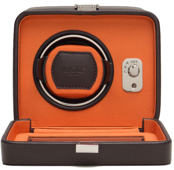 WOLF Watch Winder Windsor Single With Cover Brown/Orange D 452506 Image 2