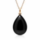 18ct Rose Gold Whitby Jet, Blue Topaz & Diamond Pear Necklace - Image 2