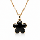 18ct Rose Gold Whitby Jet & Diamond Flower Necklace - Image 2