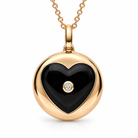 18ct Rose Gold Whitby Jet & Diamond Heart Circle Necklace