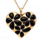 18ct Rose Gold Whitby Jet & Diamond Large Flower Heart Two-Piece Jewellery Set - Image 2
