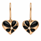 18ct Rose Gold Whitby Jet & Diamond Large Flower Heart Two-Piece Jewellery Set - Image 3