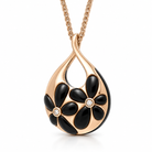 18ct Rose Gold Whitby Jet & Diamond Teardrop Necklace - Image 2