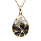 18ct Rose Gold Whitby Jet, Mother of Pearl & Diamond Flower Pear Two-Piece Jewellery Set - Image 2