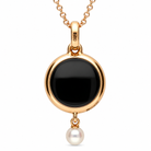 18ct Rose Gold Whitby Jet, Pearl & Diamond Flower-in-Circle Two-Piece Jewellery Set - Image 3