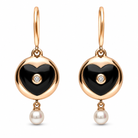 18ct Rose Gold Whitby Jet, Pearl & Diamond Heart-in-Circle Two-Piece Jewellery Set - Image 3