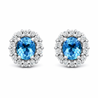 18ct White and Yellow Gold 0.66ct Aquamarine Diamond Oval Cluster Stud Earrings 59990AQ Image 1