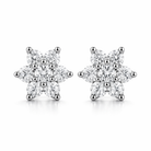 18ct White and Yellow Gold Diamond Cluster Stud Earrings 19630 Image 1