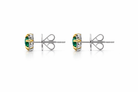 18ct White and Yellow Gold Emerald Diamond Flower Cluster Stud Earrings D882 Image 3