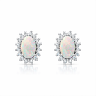 18ct White and Yellow Gold Opal Diamond Oval Cluster Stud Earrings 59462OP Image 1