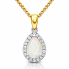 18ct White and Yellow Gold Opal Diamond Pear Drop Cluster Necklace 59465OP Image 1