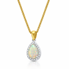 18ct White and Yellow Gold Opal Diamond Pear Drop Cluster Necklace 59465OP Image 3