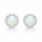 18ct White and Yellow Gold Opal Diamond Round Stud Earrings DMN-2023 Image 1