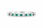 18ct White Gold 0.09ct Emerald 0.08ct Diamond Castle Half Set Eternity Ring J830 Image 2