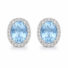 18ct White Gold 0.15ct Diamond & 1.54ct Aquamarine Oval Cluster Earrings 59737AQ Image 1