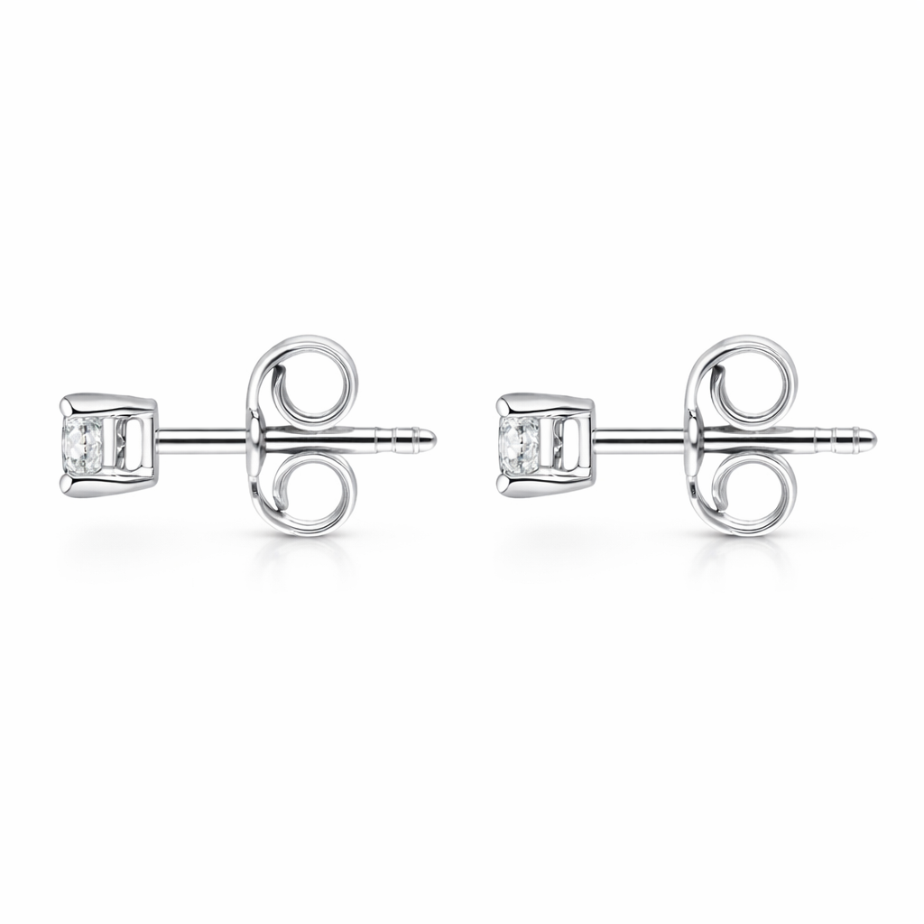 18ct White Gold 0.20ct Diamond Solitaire Brilliant Cut Stud Earrings 17011 Image 2