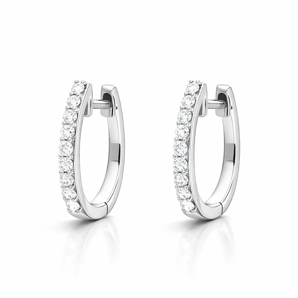 18ct White Gold 0.21ct Diamond Hoop Earrings 16278 Image 2