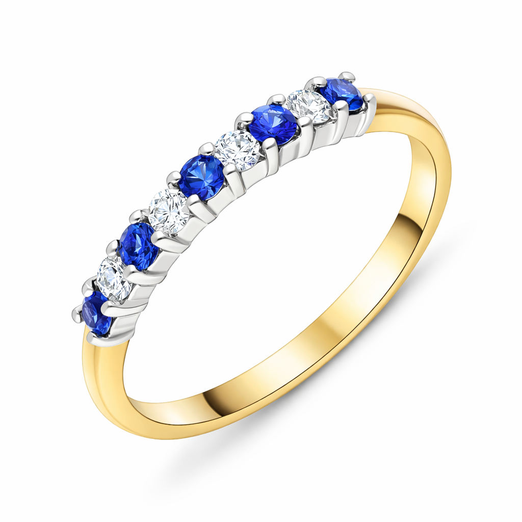 18ct White Gold 0.23 Sapphire 0.12 9 Stone Diamond Claw Set Eternity Ring 21210 Image 1