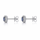 18ct White Gold 0.23ct Sapphire Diamond Halo Earrings DMN-152 Image 2