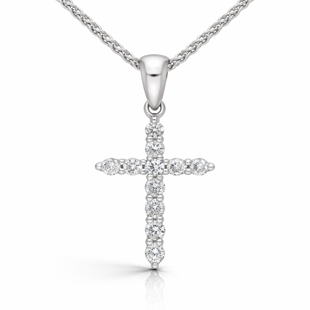 18ct White Gold 0.24ct Diamond Cross Pendant 18811 Image 1