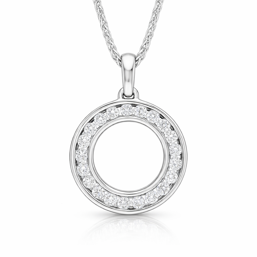 18ct White Gold 0.25ct Diamond Circle Necklace DMN-3002 Image 1