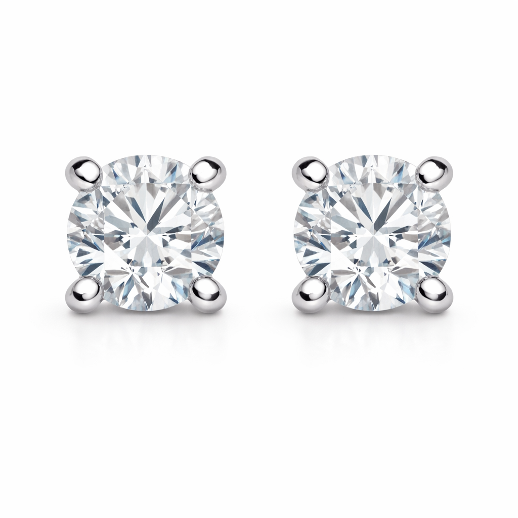 18ct White Gold 0.25ct Diamond Solitaire Brilliant Cut Stud Earrings 17012 Image 1