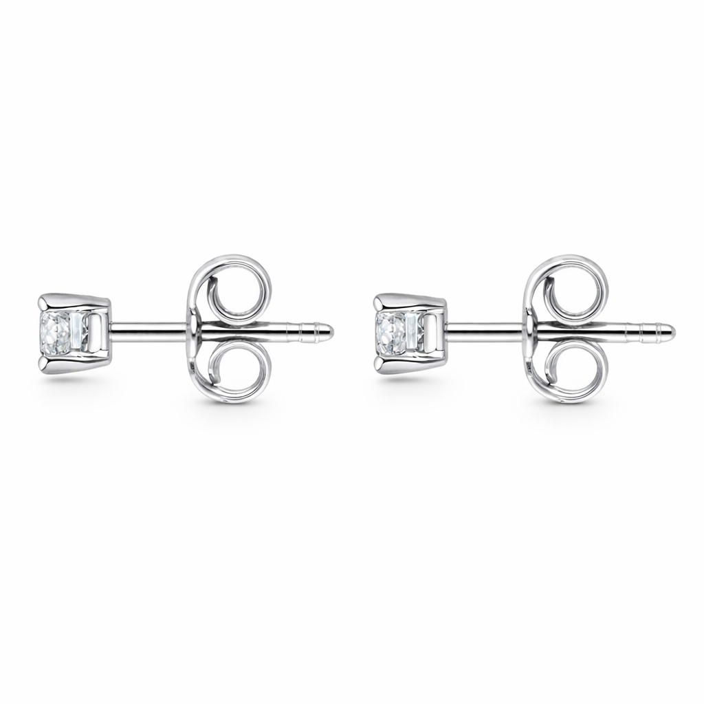 18ct White Gold 0.25ct Diamond Solitaire Brilliant Cut Stud Earrings 17012 Image 2