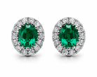 18ct White Gold 0.29ct Emerald Diamond Oval Stud Earrings DMN-1789 Image 1