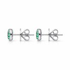 18ct White Gold 0.29ct Emerald Diamond Oval Stud Earrings DMN-1789 Image 2