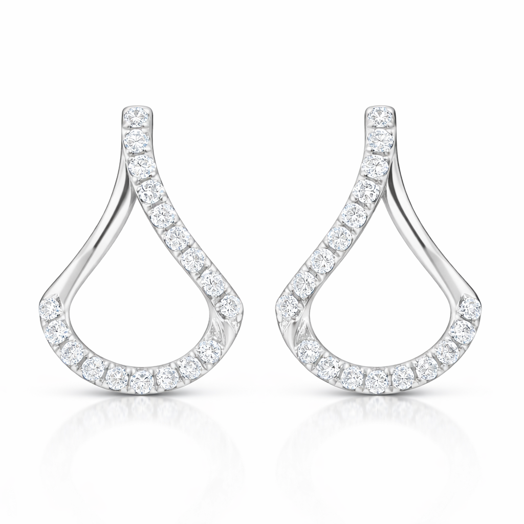 18ct White Gold 0.30ct Diamond Open Bell Shaped Earrings 16251 Image 1